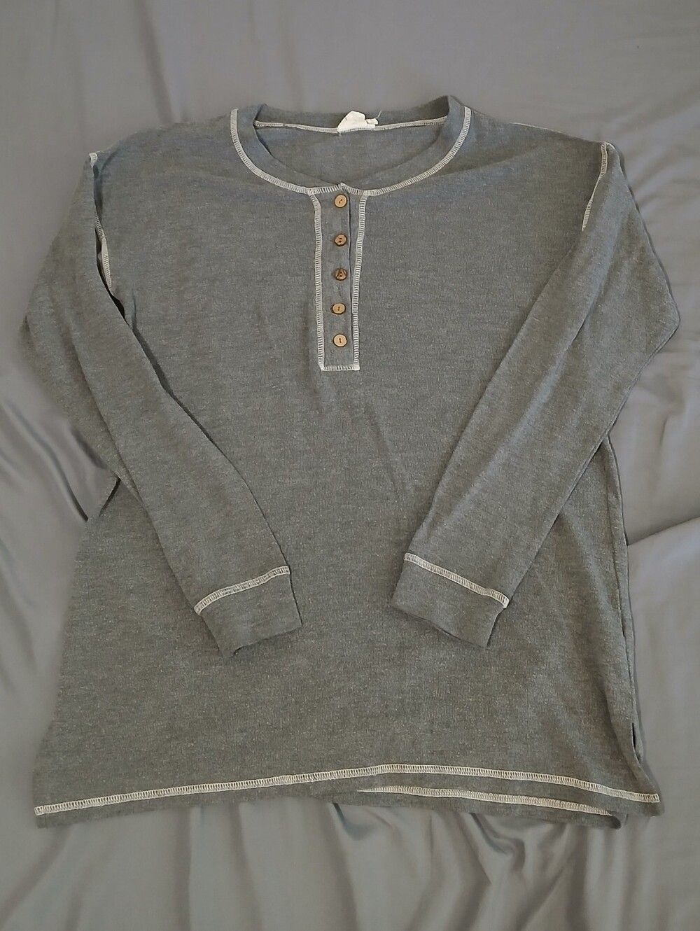 Gray Long Sleeve with Wood Buttons